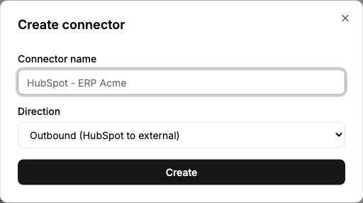 Create connector dialog