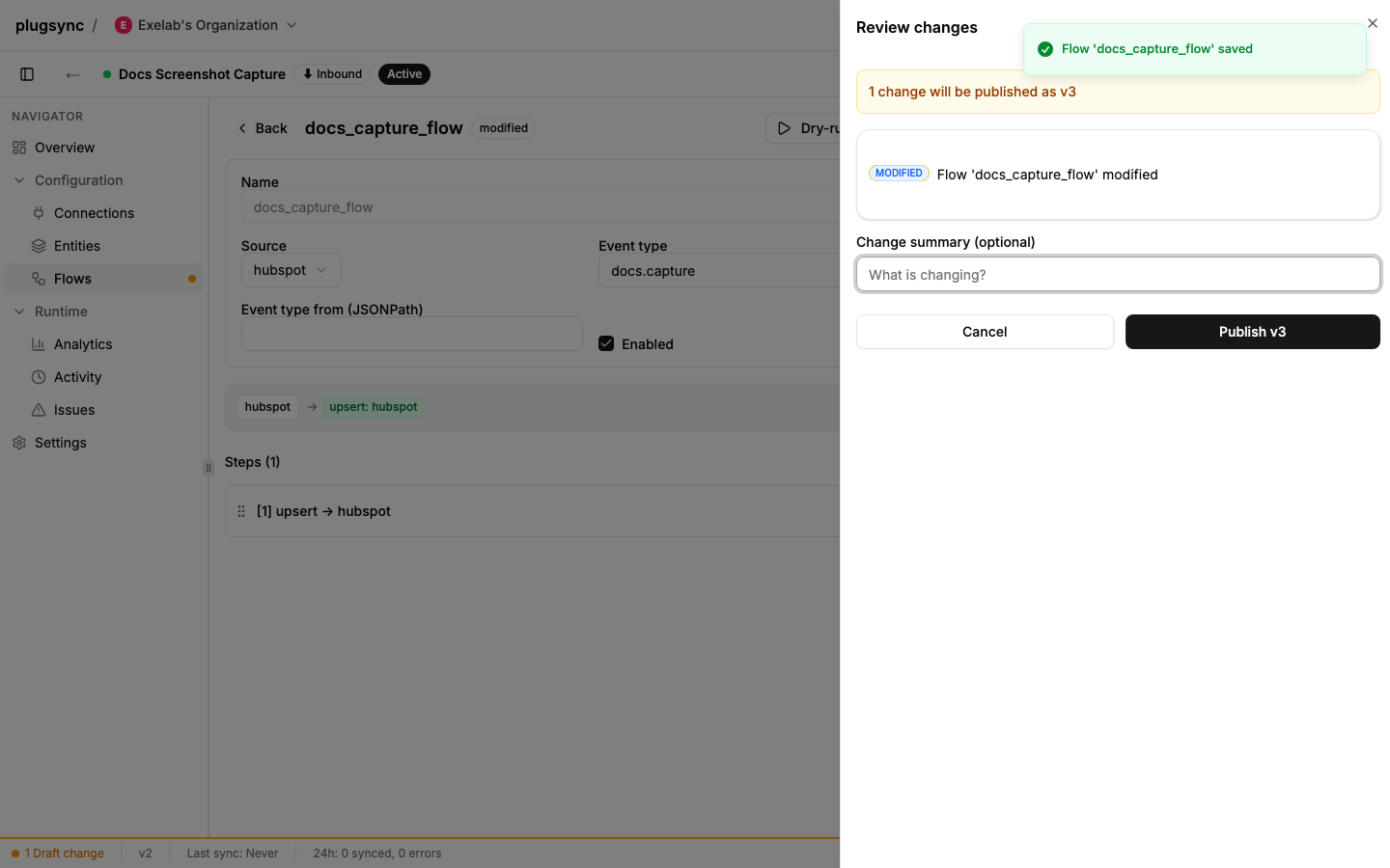 Review changes modal